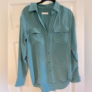 Equipment signature silk button down shirt blouse in teal